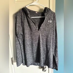 Under Armour Black/Gray Marled Hooded Long Sleeve Top